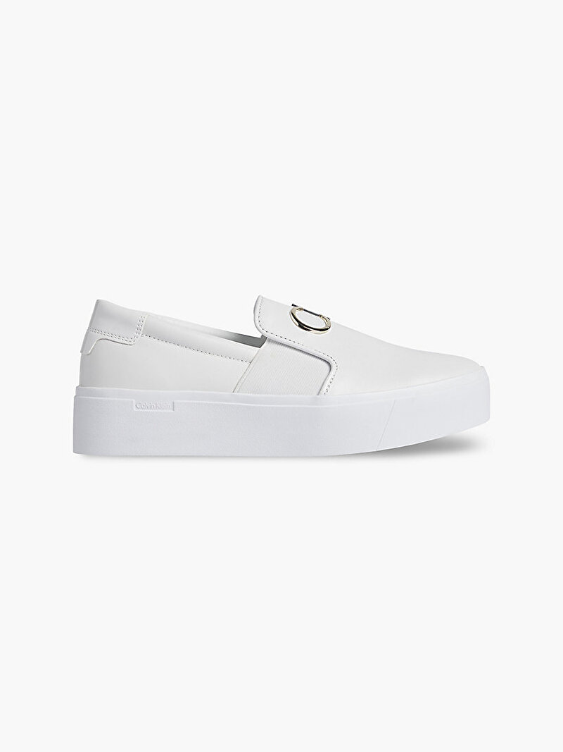 Calvin Klein Beyaz Renkli Kadın Deri Platform Ayakkabı 