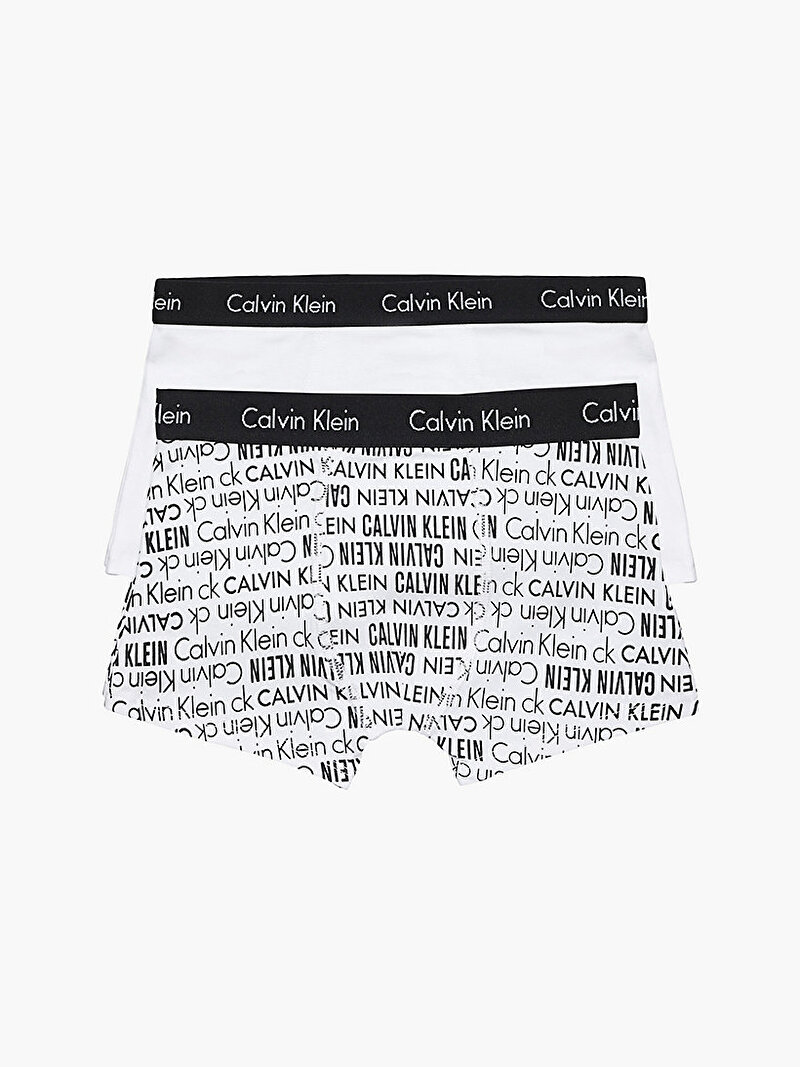 Calvin Klein Beyaz Renkli Erkek Çocuk 2’li Paket Trunk Boxer - Logomania