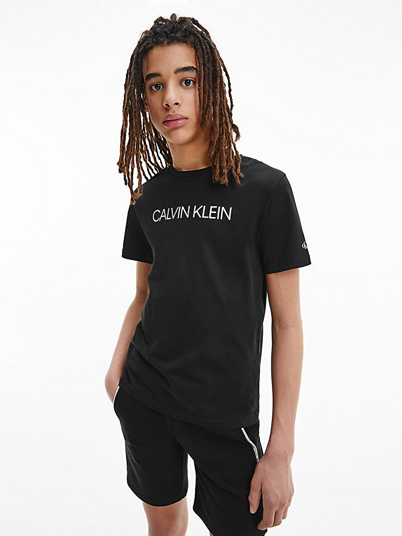 Calvin Klein Siyah Renkli Erkek  Çocuk Organik Pamuklu Logolu T-Shirt