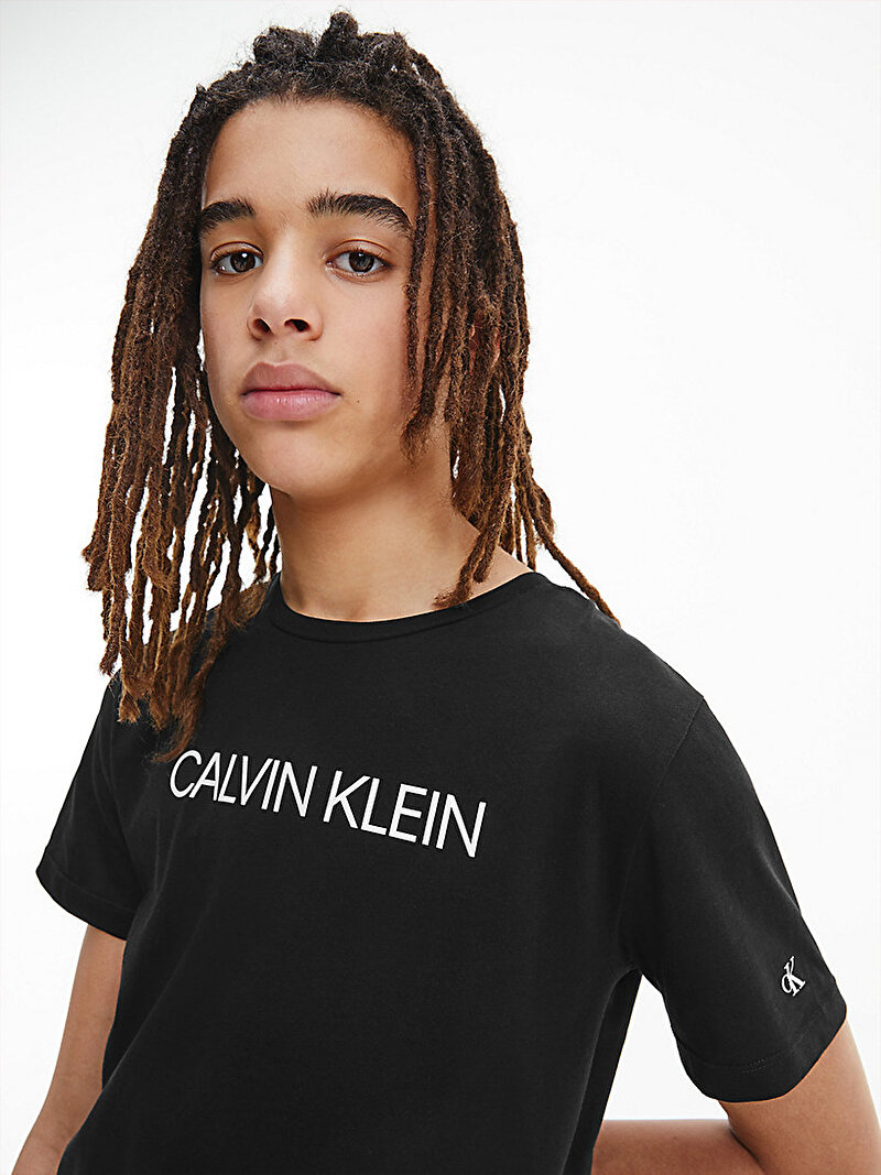 Calvin Klein Siyah Renkli Erkek  Çocuk Organik Pamuklu Logolu T-Shirt