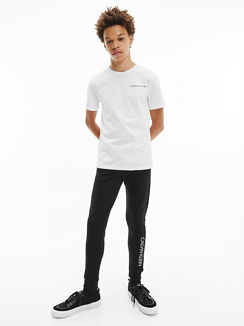 Calvin Klein Beyaz Renkli Erkek  Çocuk Organik Pamuklu T-Shirt