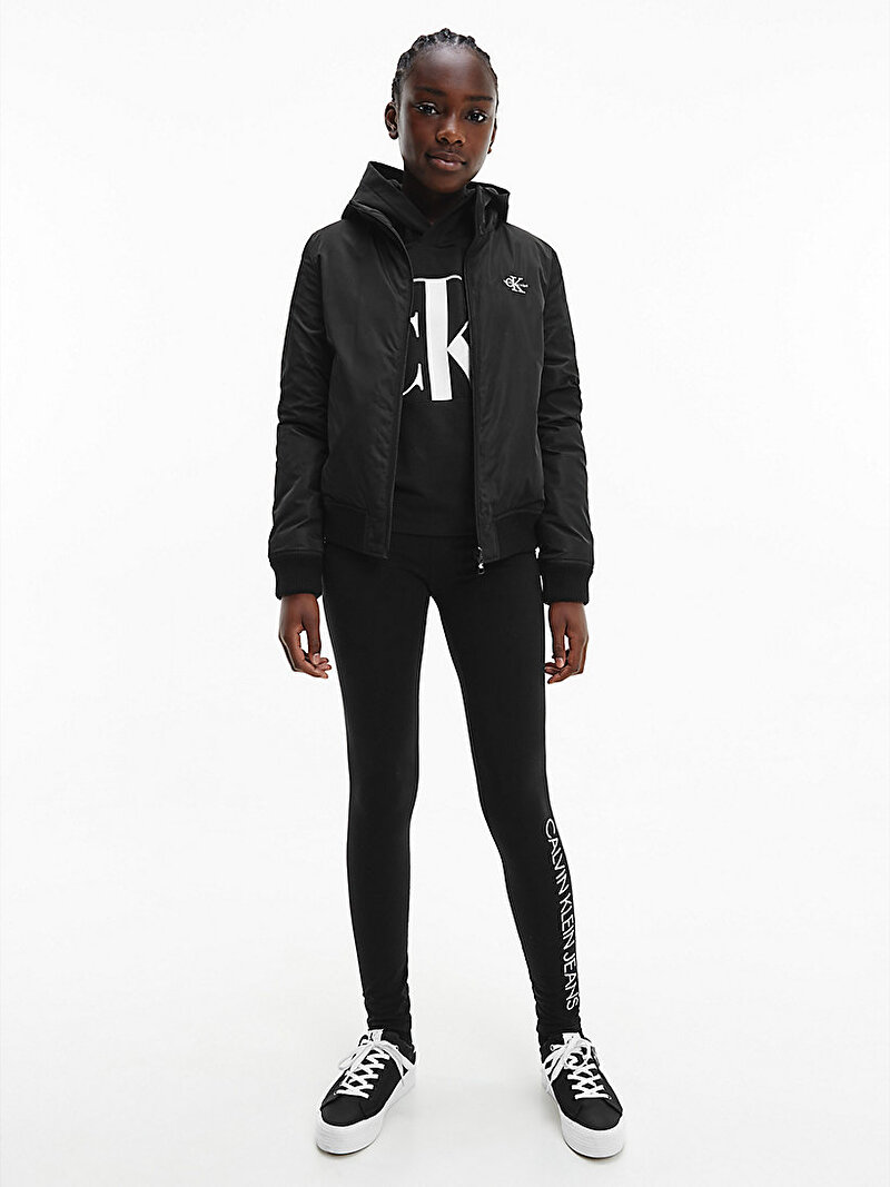 Calvin Klein Siyah Renkli Kız Çocuk Logolu Tayt 