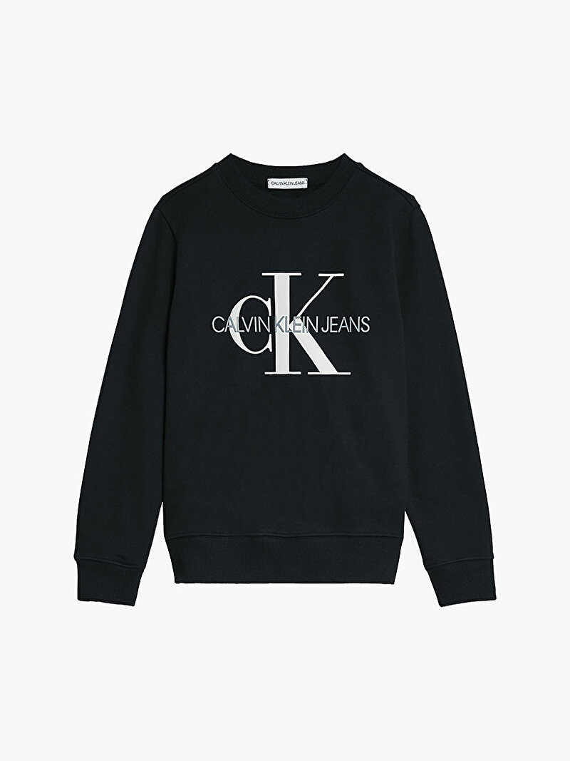 Calvin Klein Siyah Renkli Çocuk Unisex Organik Pamuklu Sweatshirt