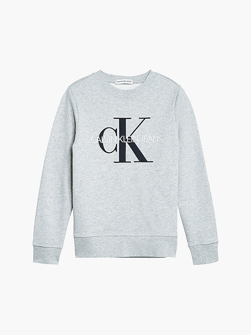 Calvin Klein Gri Renkli Çocuk Unisex Organik Pamuklu Sweatshirt