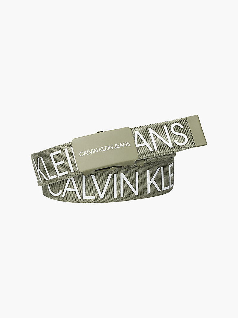 Calvin Klein Haki Renkli Çocuk – Logolu Kanvas Kemer 