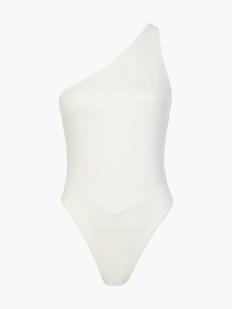 Calvin Klein Beyaz Renkli Kadın Tek Omuzlu Mayo 