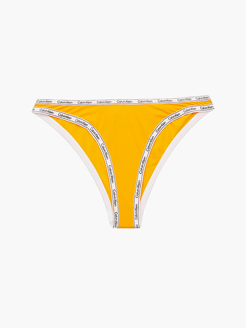 Calvin Klein Sarı Renkli Kadın Yüksek Kesim Bikini Altı - Logo Tape