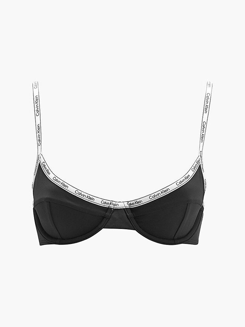 Calvin Klein Siyah Renkli Kadın Balkonet Bikini Üstü - Logo Tape