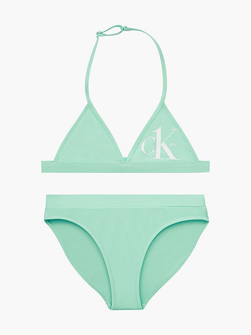 Calvin Klein Yeşil Renkli Kız Çocuk Kız Üçgen Bikini Takım - Ck One