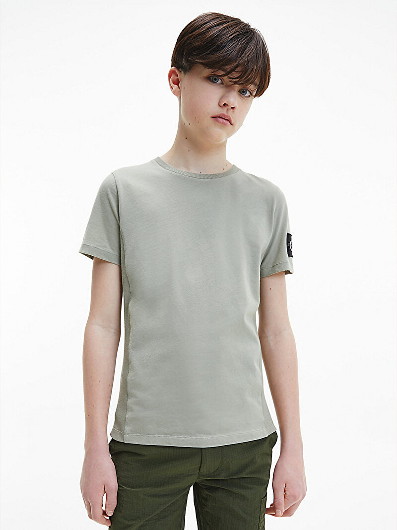 Calvin Klein Haki Renkli Erkek  Çocuk Logolu T-Shirt