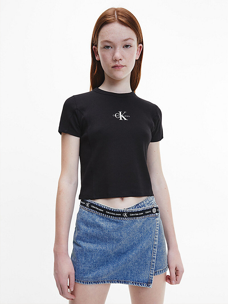 Calvin Klein Siyah Renkli Kız Çocuk Crop T-Shirt