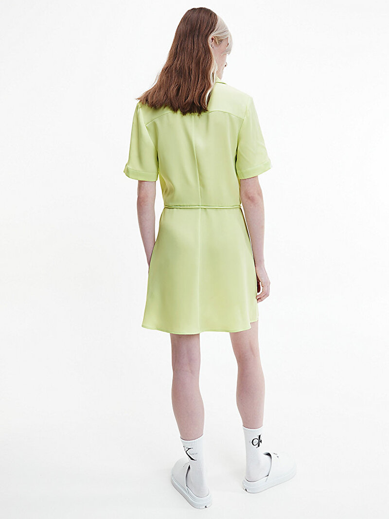 Calvin Klein Yeşil Renkli Kadın Krep Kısa Kollu Gömlek Elbise