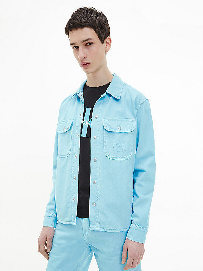 Calvin Klein Mavi Renkli Erkek Relaxed Denim Gömlek Ceket