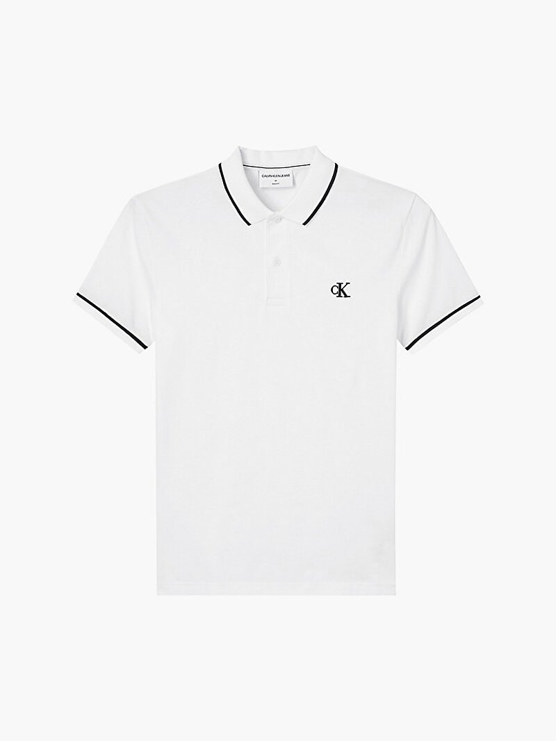 Calvin Klein Beyaz Renkli Erkek Slim Polo T-Shirt