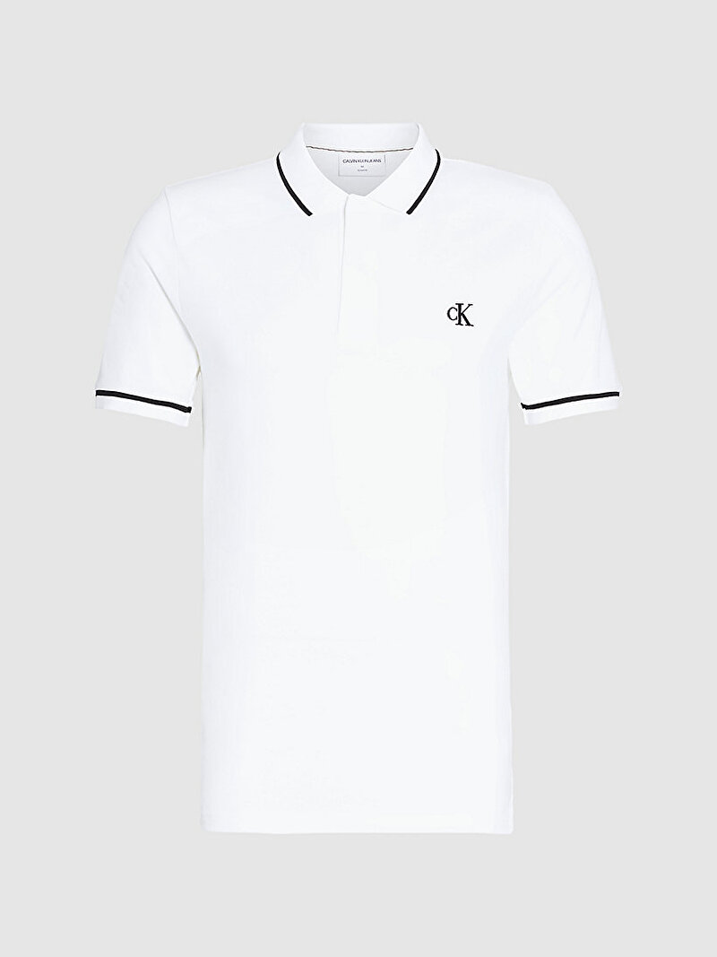 Calvin Klein Beyaz Renkli Erkek Slim Polo T-Shirt