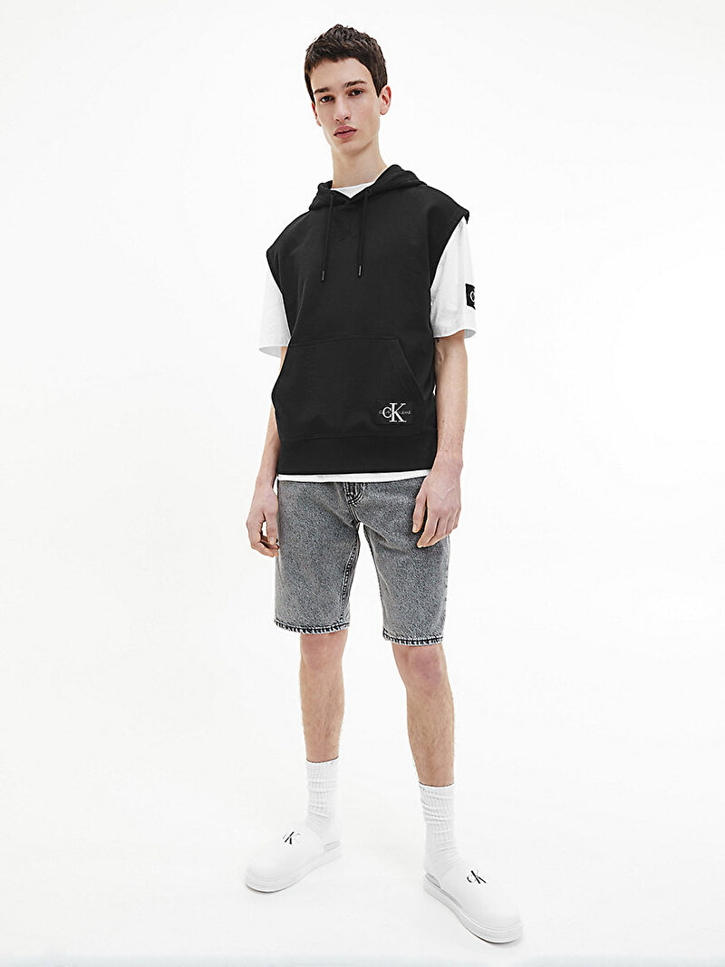 Calvin Klein Siyah Renkli Erkek Organik Pamuklu Kolsuz Kapüşonlu Sweatshirt