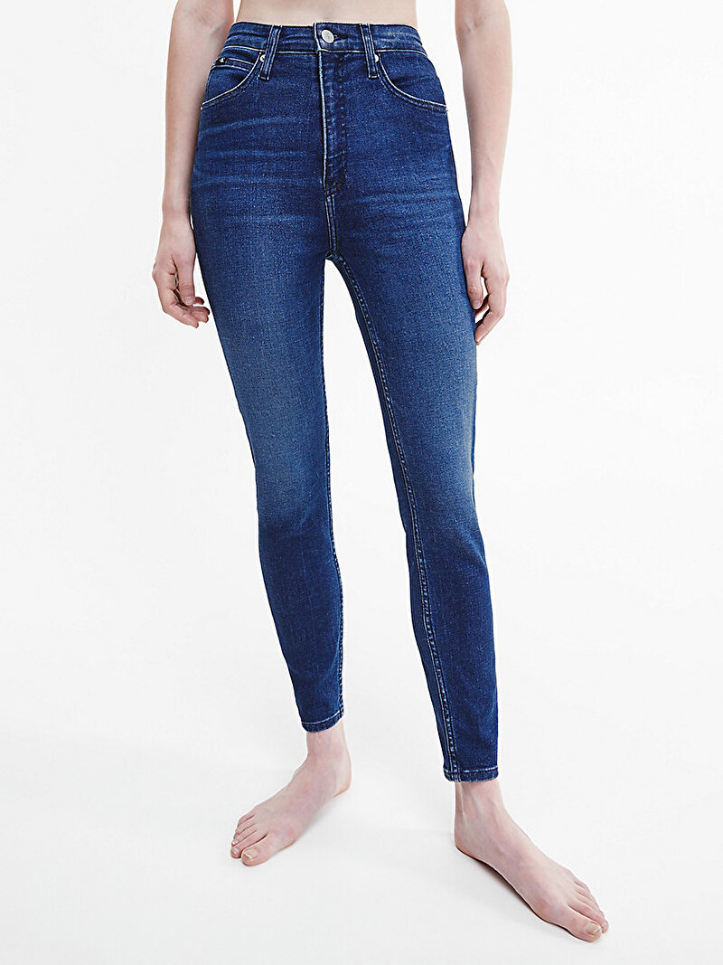 Calvin Klein Mavi Renkli Kadın Yüksek Bel Super Skinny Bilek Boy Jean Pantolon