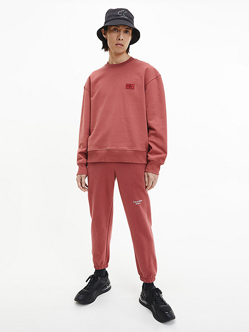 Calvin Klein Kırmızı Renkli Erkek Relaxed Geri Dönüştürülmüş Pamuklu Kapüşonlu Sweatshirt