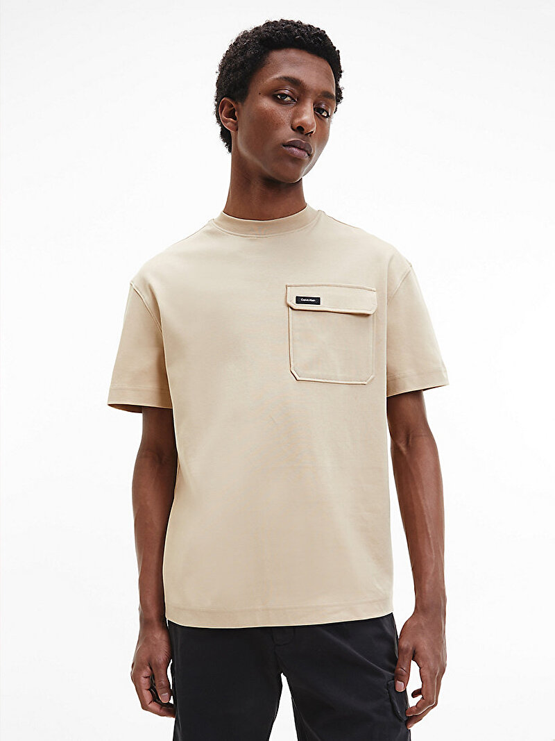 Calvin Klein Bej Renkli Erkek Workwear Pocket Comfort T-Shirt