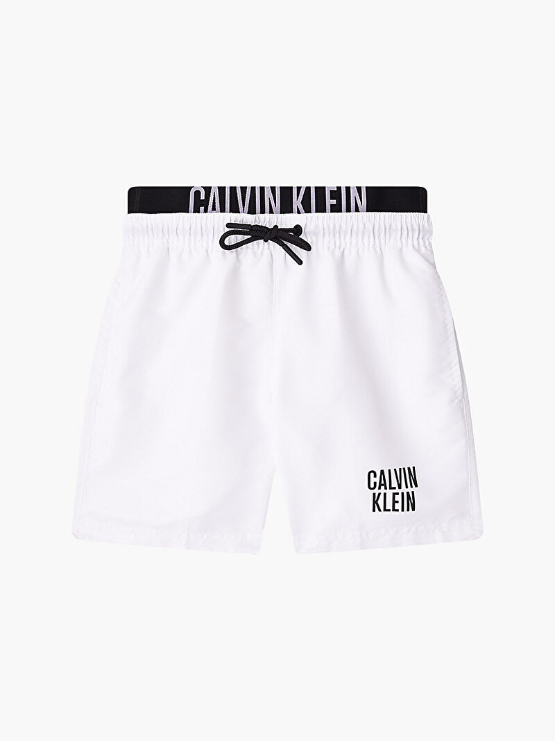 Calvin Klein Beyaz Renkli Erkek Çocuk Medium Double Waistband Deniz Şortu