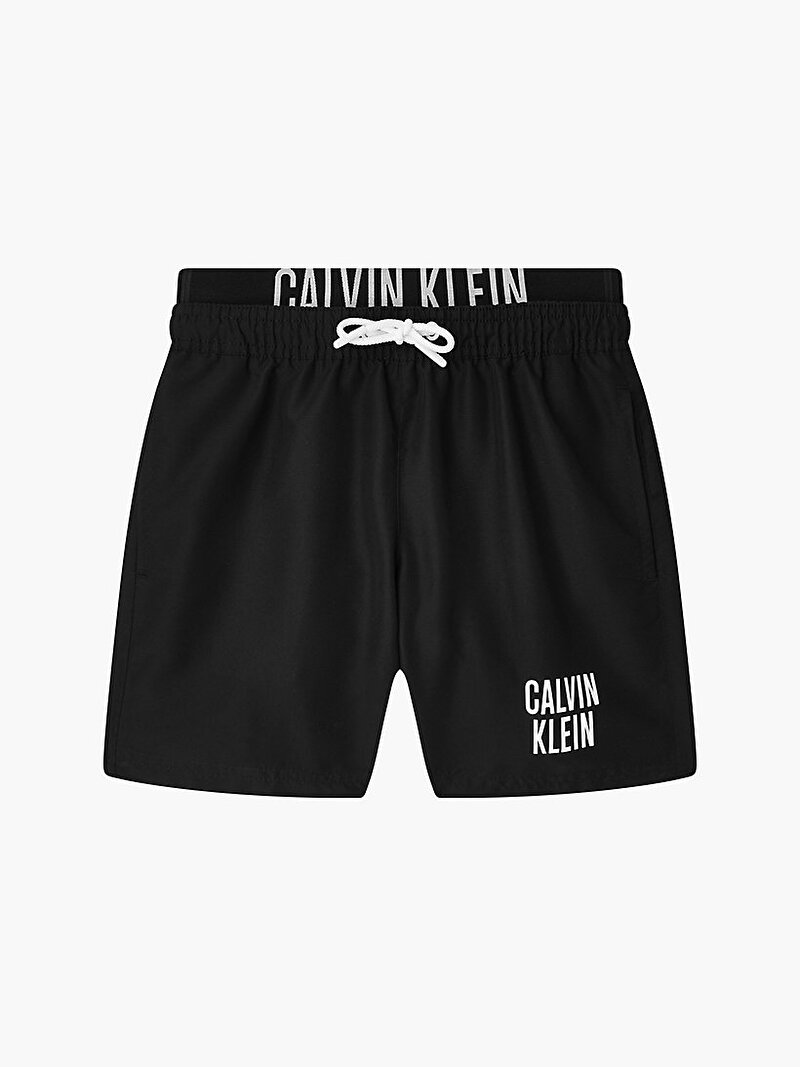 Calvin Klein Siyah Renkli Erkek Çocuk Medium Double Waistband Deniz Şortu