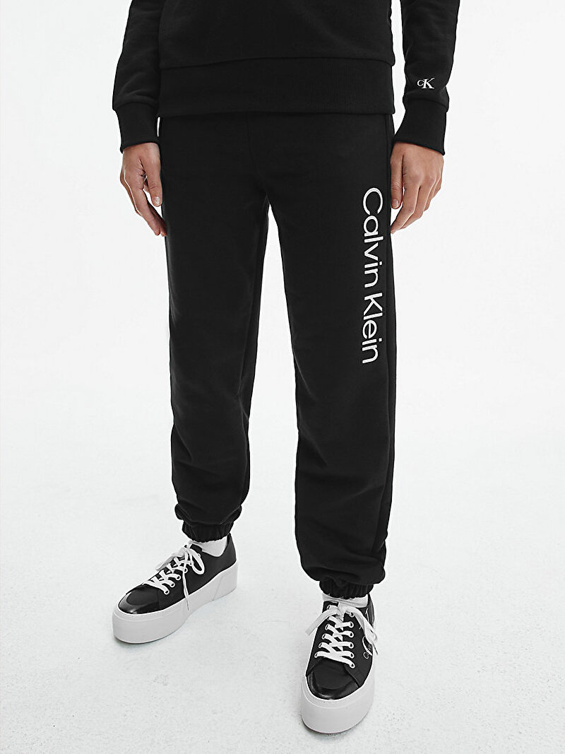 Calvin Klein Siyah Renkli Erkek Çocuk Silver Logo Eşofman Altı