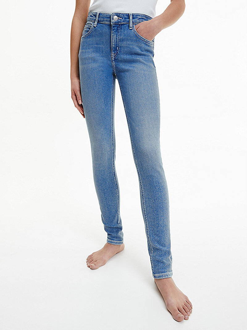 Calvin Klein Mavi Renkli Kız Çocuk Skinny Mid Rise Jean Pantolon