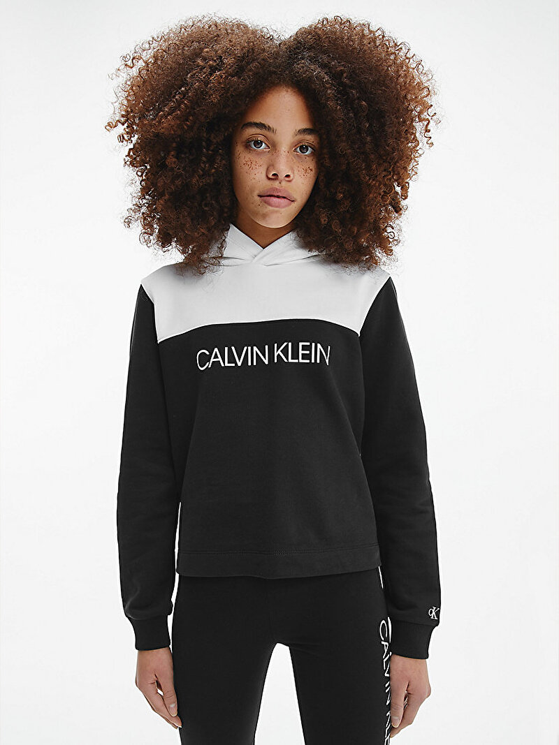 Calvin Klein Siyah Renkli Kız Çocuk Colour Block Hoodie Sweatshirt