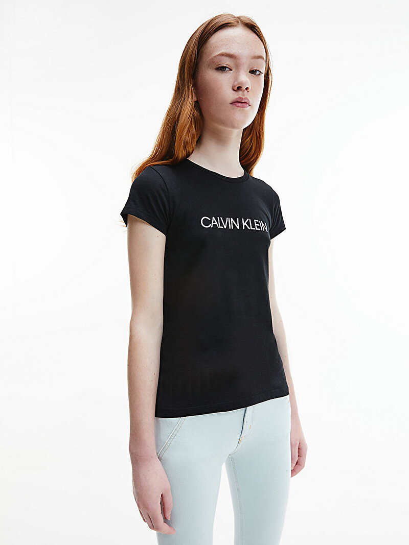Calvin Klein Siyah Renkli Kız Çocuk Institutional Slim T-Shirt