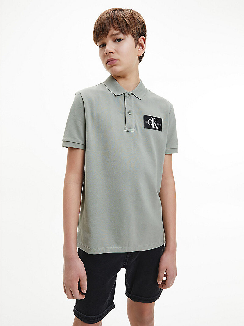 Calvin Klein Yeşil Renkli Erkek Çocuk Badge Polo Yaka T-Shirt
