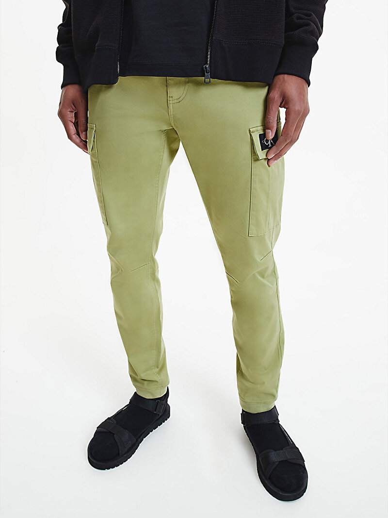 Calvin Klein Yeşil Renkli Erkek Skinny Washed Cargo Pantolon