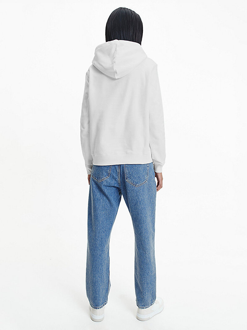 Calvin Klein Beyaz Renkli Kadın Core Monogram Hoodie Sweatshirt