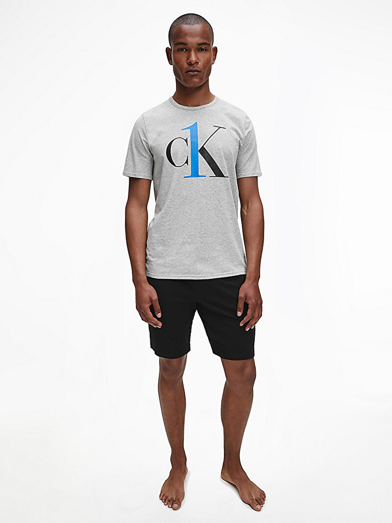 Calvin Klein Gri Renkli Erkek Crew Neck Ck Logo T-Shirt