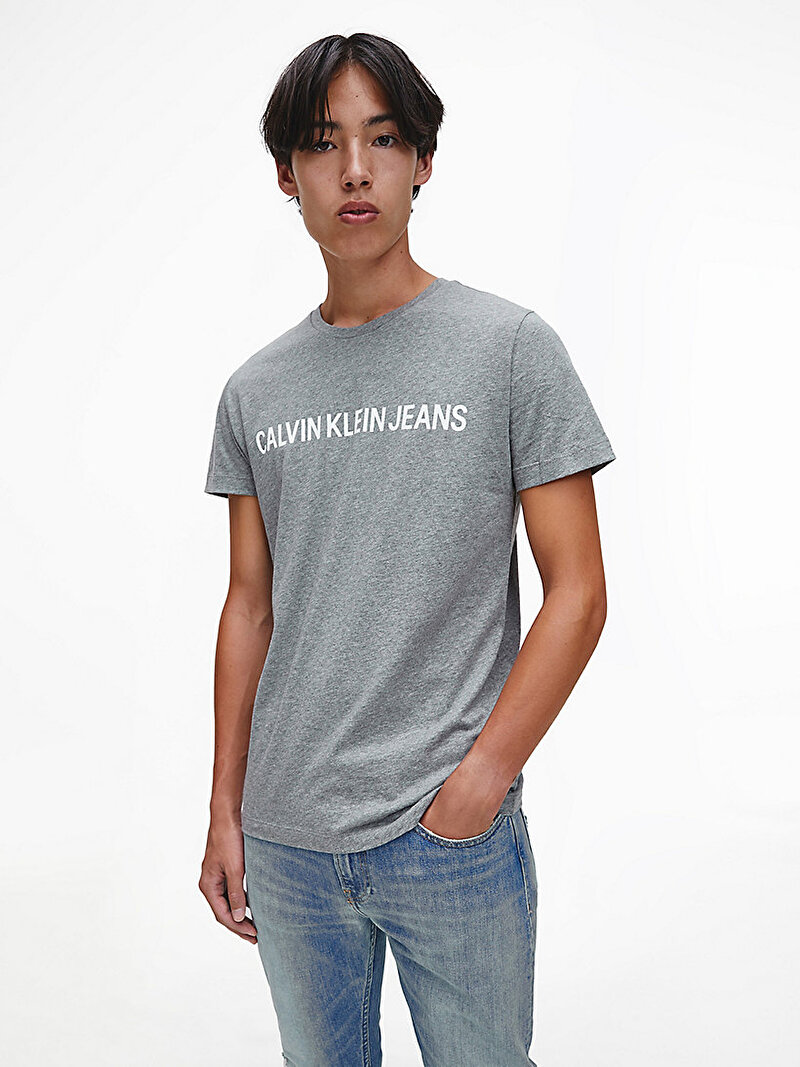 Calvin Klein Gri Renkli Erkek  Core Institutional Logo Gri T-Shirt