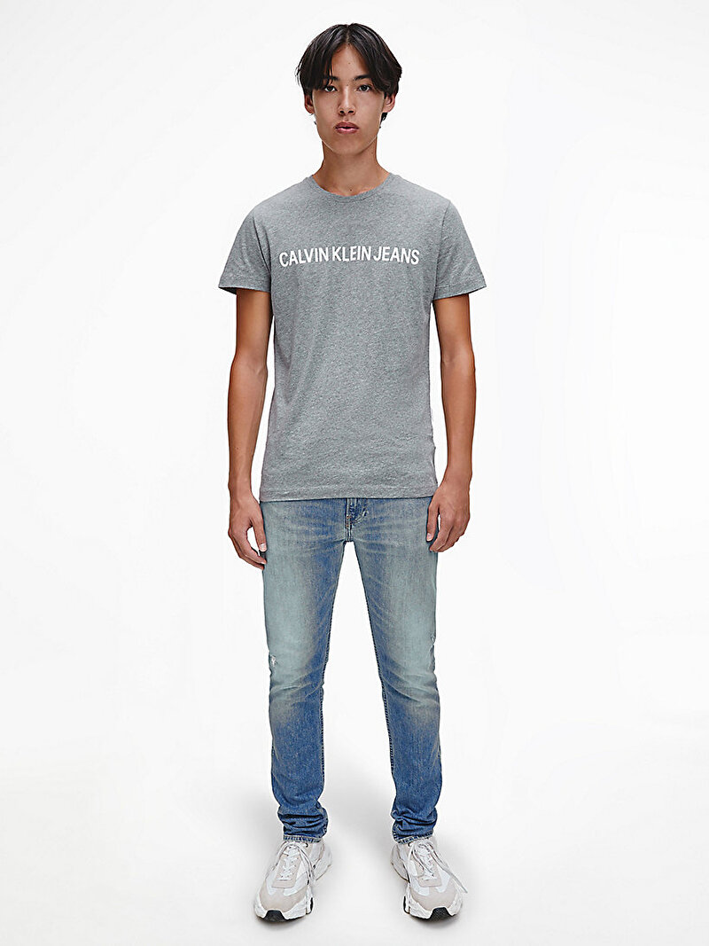 Calvin Klein Gri Renkli Erkek  Core Institutional Logo Gri T-Shirt
