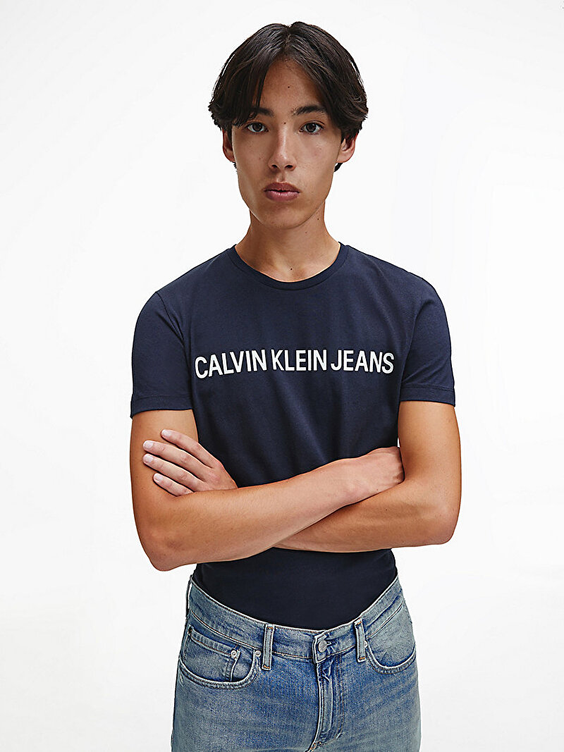 Calvin Klein Lacivert Renkli Erkek  Core Institutional Logo Lacivert T-Shirt