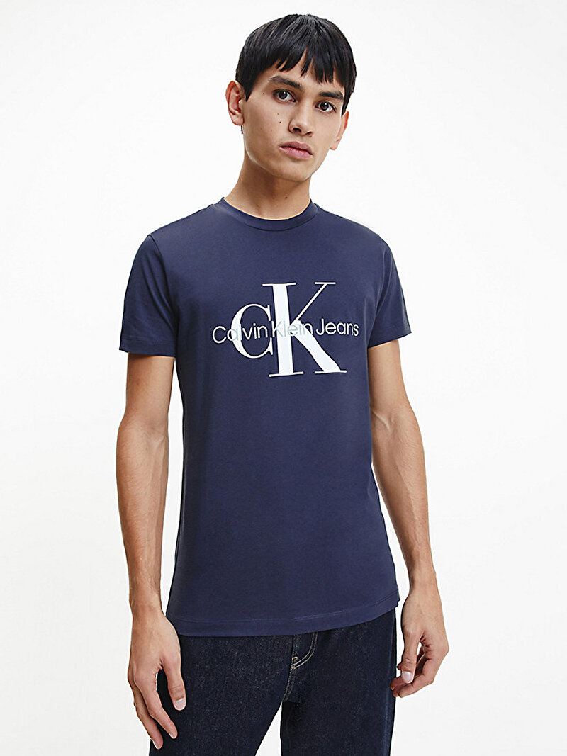 Erkek Core Monogram Slim Lacivert T-Shirt
