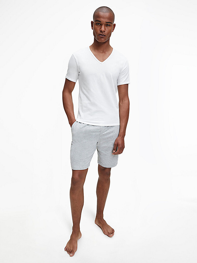 Calvin Klein Beyaz Renkli Erkek V Yaka 2'Li T-Shirt