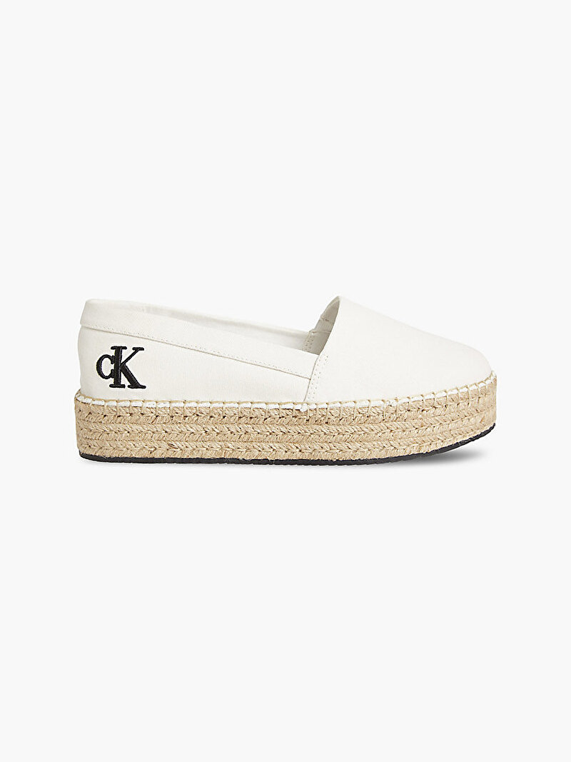 Calvin Klein Beyaz Renkli Kadın Geri Dönüştürülmüş Kanvas Platform Espadril Ayakkabı