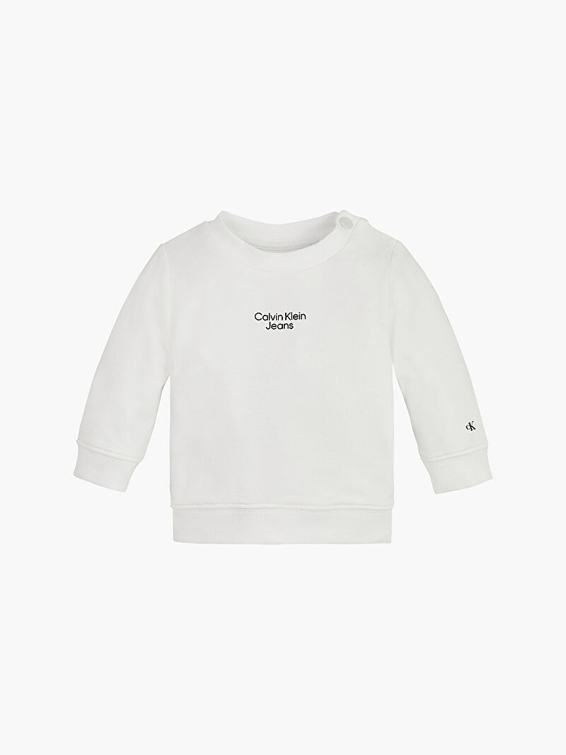 Calvin Klein Beyaz Renkli Yenidoğan Organik Pamuklu Sweatshirt