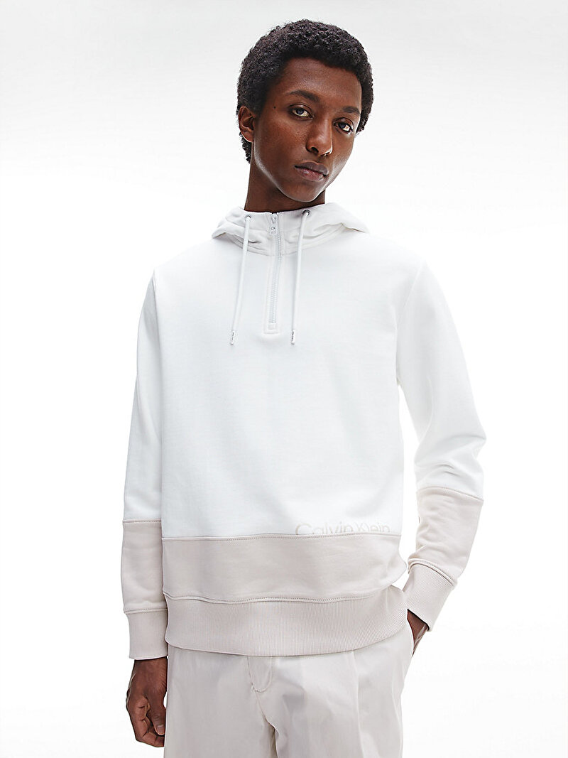 Calvin Klein Beyaz Renkli Erkek Color Blocking Logo Sweatshirt