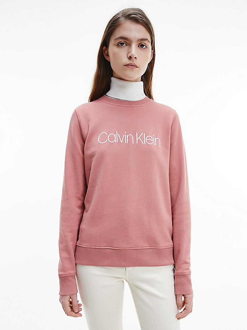 Calvin Klein Pembe Renkli Kadın Core Logo Sweatshirt