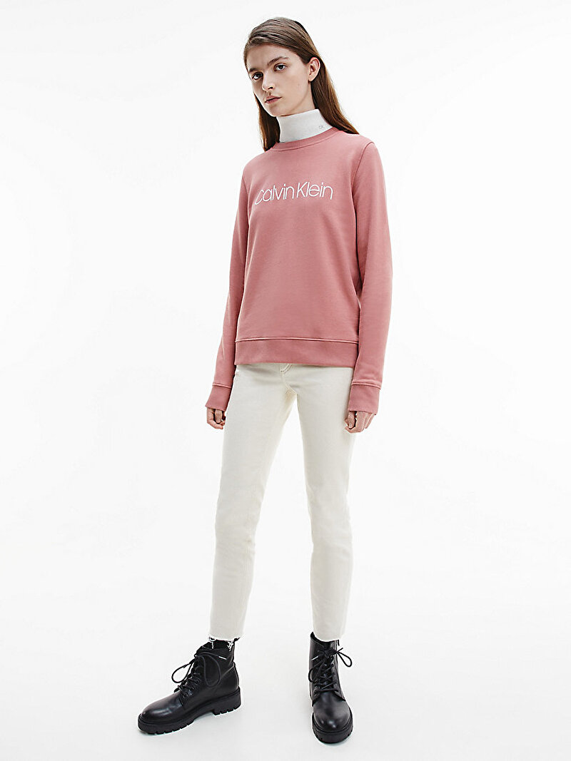 Calvin Klein Pembe Renkli Kadın Core Logo Sweatshirt