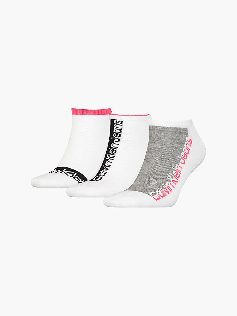 Calvin Klein Beyaz Renkli Kadın 3'Lü Sneaker Çorabı