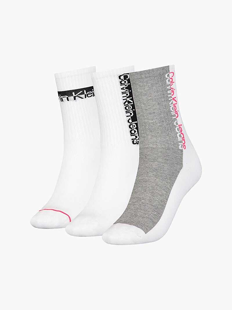 Calvin Klein Beyaz Renkli Kadın 3'Lü Çorap