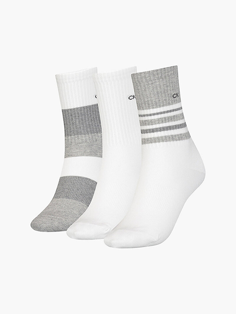 Calvin Klein Beyaz Renkli Kadın 3'Lü Çorap
