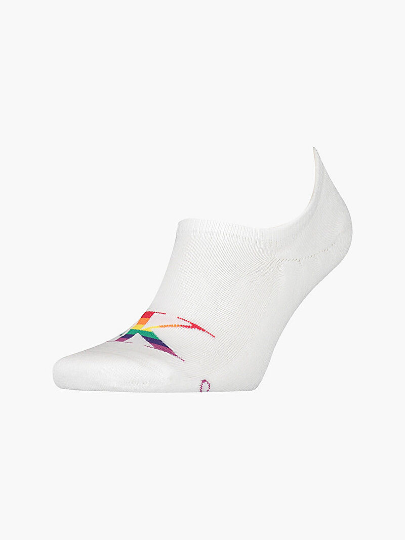 Calvin Klein Beyaz Renkli Erkek Footie High Çorap - Pride