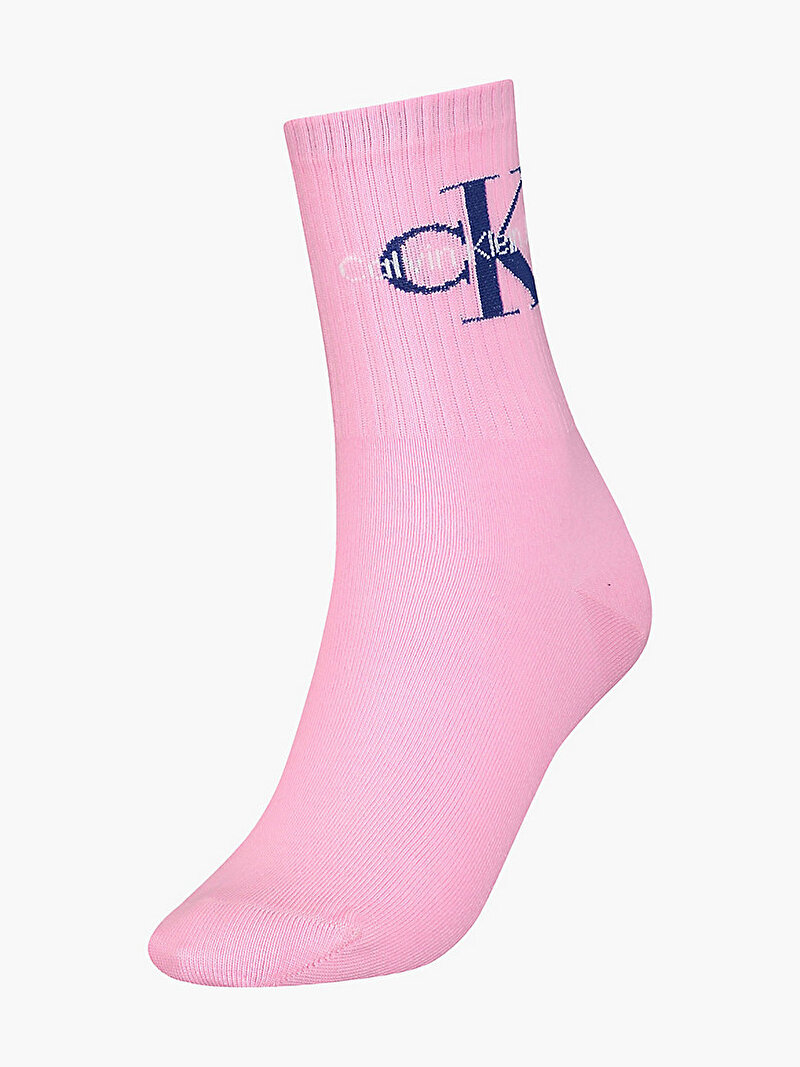 Calvin Klein Pembe Renkli Kadın Logolu Uzun Çorap