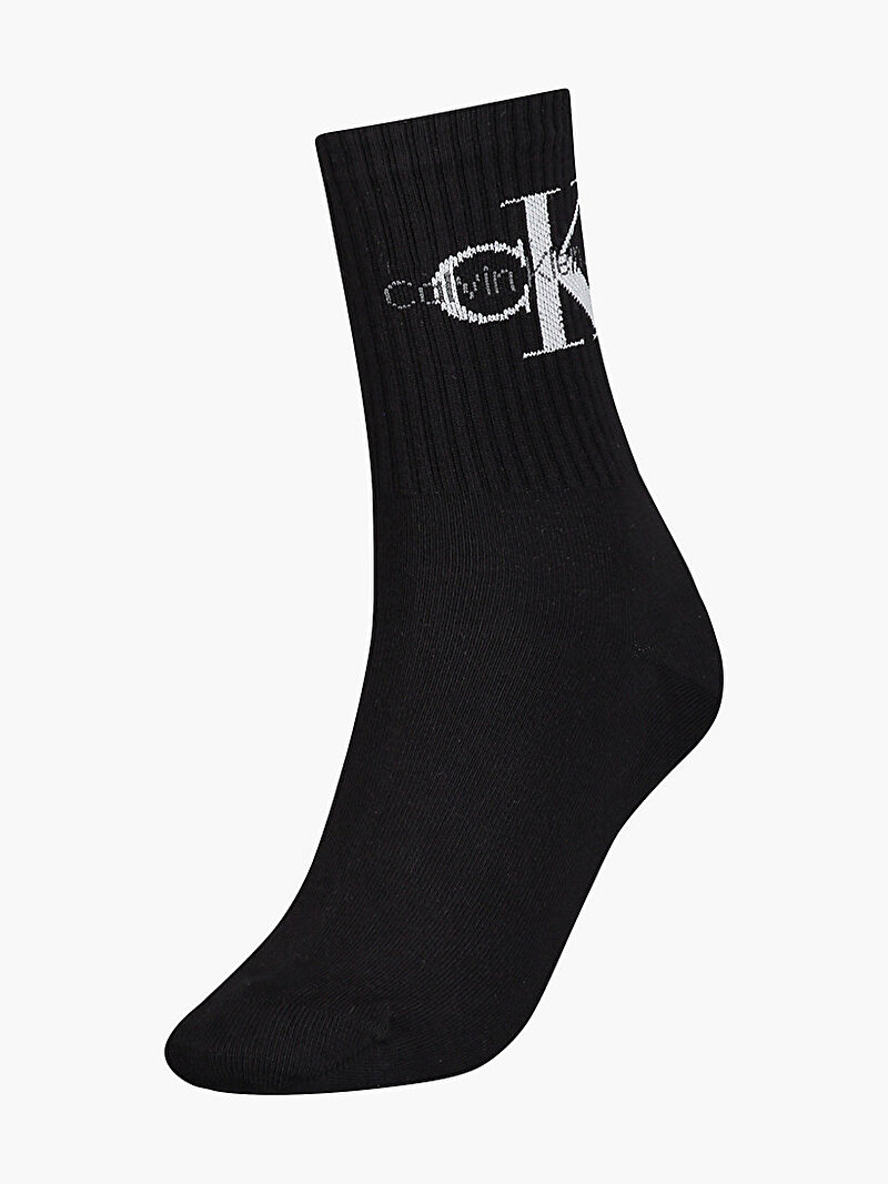Calvin Klein Siyah Renkli Kadın Logolu Uzun Çorap