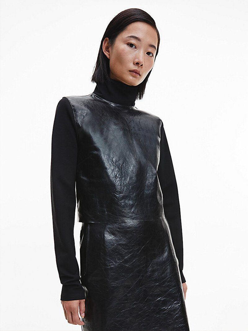 Calvin Klein Siyah Renkli Kadın Deri Bluz